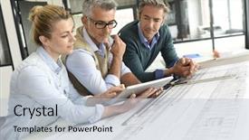  Presentation with team working together - Amazing presentation theme having engineering - team of engineers working together backdrop and a lemonade colored foreground