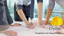  Presentation with sketching - Theme with engineering - three pairs of hands sketching background and a coral colored foreground