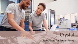  Presentation with cad - Audience pleasing slide set consisting of engineering - two engineers using cad programming backdrop and a coral colored foreground