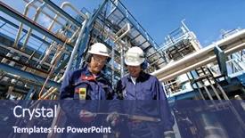  Presentation with refinery - PPT layouts having engineering - two oil and gas workers background and a ocean colored foreground