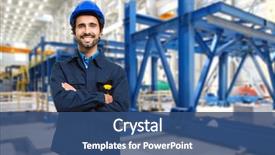  Presentation with factory - Slide set having engineering - worker in a factory background and a ocean colored foreground
