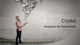  Presentation with engineering - Beautiful PPT layouts featuring engineering books - hipster guy with book backdrop and a light gray colored foreground