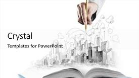  Presentation with engineering - Beautiful slide deck featuring engineering books - opened book and hand drawing backdrop and a white colored foreground