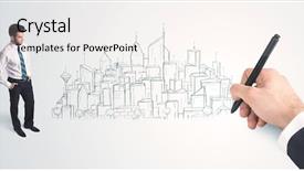  Presentation with engineering - Cool new slides with engineering business - businessman looking at hand drawn backdrop and a white colored foreground