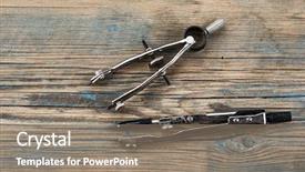  Presentation with construction design - Amazing presentation design having engineering compass on a wooden backdrop and a gray colored foreground