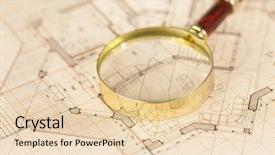  Presentation with architecture plans - Audience pleasing presentation theme consisting of architecture blueprint - house plans magnifying backdrop and a lemonade colored foreground