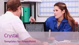  Presentation with old man - Slide set having engineering drawing - 25 years old woman showing background and a lemonade colored foreground