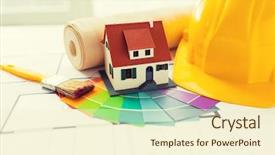  Presentation with architecture home - Presentation theme enhanced with engineering drawing - architecture building construction real estate background and a cream colored foreground