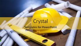  Presentation with blueprint - Presentation theme enhanced with engineering drawing - close up of a blueprint background and a yellow colored foreground