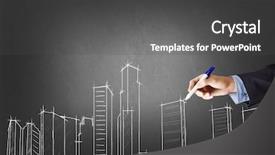  Presentation with development - Cool new slide deck with engineering drawing - new construction development project backdrop and a dark gray colored foreground