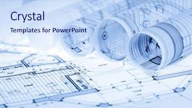  Presentation with drawing architecture - Amazing presentation design having engineering drawing - rolls of architecture blueprints backdrop and a sky blue colored foreground