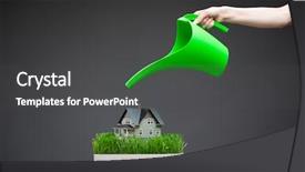  Presentation with pouring water - Slides consisting of engineering economic - close up of water pot background and a dark gray colored foreground