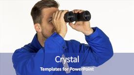  Presentation with craftsman - Slides with engineering economic - craftsman with binoculars background and a ocean colored foreground