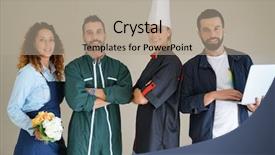  Presentation with economy - Amazing slides having engineering economy - young adults with different occupations backdrop and a mint green colored foreground