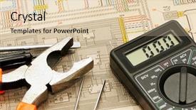  Presentation with electric engineering - Colorful PPT theme enhanced with engineering electrical - tools on a background backdrop and a lemonade colored foreground