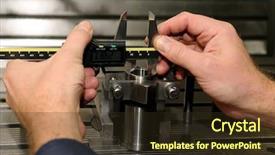  Presentation with measurement - Audience pleasing presentation consisting of engineering equipments - check measurement of a bore backdrop and a tawny brown colored foreground