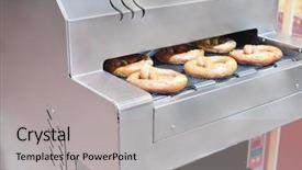  Presentation with baking equipment - Amazing PPT theme having engineering equipments - equipment for pretzels baking backdrop and a  colored foreground
