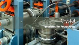  Presentation with industrial machine - Presentation enhanced with engineering equipments - industrial machine background and a gray colored foreground