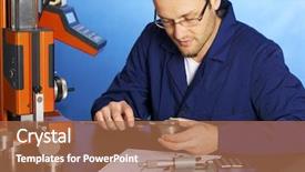  Presentation with engineering - Cool new presentation theme with engineering equipments - young male engineer in blue backdrop and a coral colored foreground