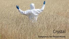  Presentation with agricultural - Amazing presentation design having global hunger - agricultural engineer on field backdrop and a coral colored foreground