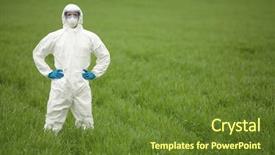  Presentation with biotechnology - Presentation design consisting of ogm - biotechnology engineer in white uniform background and a tawny brown colored foreground