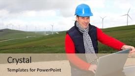  Presentation with computer engineering - Audience pleasing slides consisting of engineering fields - engineer working on laptop computer backdrop and a  colored foreground