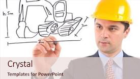  Presentation with excavator - PPT theme consisting of engineering flow - white background studio image background and a lemonade colored foreground