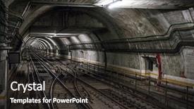  Presentation with illuminated - Colorful slide set enhanced with illuminated underground tunnel backdrop and a dark gray colored foreground