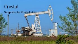  Presentation with oil rig - Amazing slides having old oil pumpjack backdrop and a light blue colored foreground