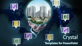  Presentation with media image - Beautiful presentation theme featuring engineering gps - businessperson holding media image backdrop and a navy blue colored foreground