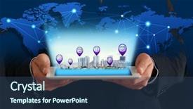  Presentation with media image - Slides consisting of engineering gps - businessperson holding tablet and media background and a ocean colored foreground