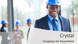  Presentation with 3d printing print concept metallic - Audience pleasing slide set consisting of engineering groups - smart african construction businessman reading backdrop and a white colored foreground