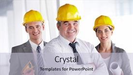  Presentation with engineering - Cool new PPT theme with engineering groups - smiling architect in helmet backdrop and a lemonade colored foreground