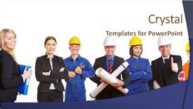  Presentation with successful - Slide deck having engineering groups - successful builders team with ingenieurs background and a cream colored foreground