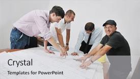  Presentation with construction documents - Cool new theme with engineering groups - team of business people backdrop and a light gray colored foreground