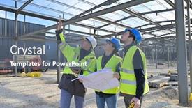  Presentation with engineering - PPT layouts featuring engineering-instructor-working-on-building background and a ocean colored foreground