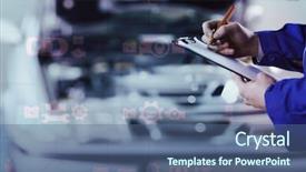  Presentation with computer engineering - Beautiful slides featuring engineering interface against close up backdrop and a ocean colored foreground