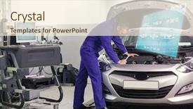  Presentation with car engine - Beautiful slide deck featuring engineering interface against mechanic leaning backdrop and a  colored foreground