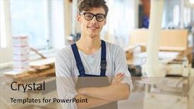  Presentation with intern - Amazing presentation having engineering intern - smiling confident handsome young joiner backdrop and a coral colored foreground