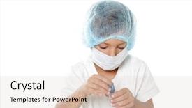  Presentation with intern - PPT theme with engineering intern - young boy dressed as doctor background and a  colored foreground