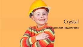  Presentation with funny construction - Theme consisting of engineering kids - funny little worker construction background and a yellow colored foreground