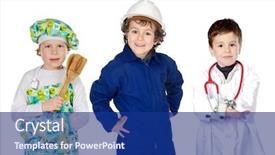  Presentation with generation - Presentation design having engineering kids - future generation of workers background and a navy blue colored foreground