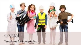  Presentation with children - PPT layouts having engineering kids - group of children dressed background and a soft green colored foreground