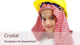  Presentation with arabic kids - Presentation theme having engineering kids - little cute arabic child engineer background and a lemonade colored foreground