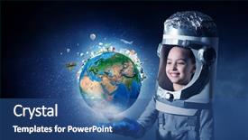  Presentation with astronaut kids - Cool new slide deck with engineering kids - she wants to become astronaut backdrop and a ocean colored foreground