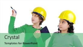  Presentation with buildings engineering construction engineers - Amazing presentation having engineering kids - two young female future engineers backdrop and a seafoam green colored foreground