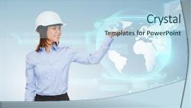  Presentation with advertising - Presentation theme with engineering mass - building developing advertising and architecture background and a light blue colored foreground