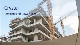  Presentation with under construction - Beautiful PPT layouts featuring engineering materials - buildings under construction backdrop and a sky blue colored foreground