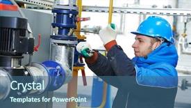  Presentation with engineering industrial - Amazing PPT layouts having engineering materials - industrial heat engineer worker plumber backdrop and a ocean colored foreground