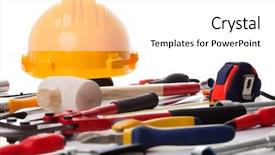  Presentation with construction materials - Cool new presentation with engineering materials - mix of construction tools backdrop and a white colored foreground